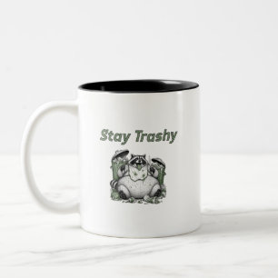 Caneca De Café Em Dois Tons Fique Trashy, Panda de Lixo, Guaxinim