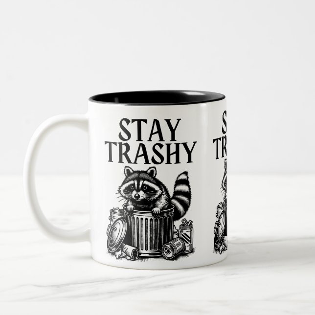 Caneca De Café Em Dois Tons Fique Trashy Raccoon (Esquerda)