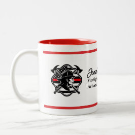 Caneca De Café Em Dois Tons Firefighter Maltese Cross & Thin Red Line Flag  Tw