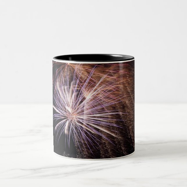 Caneca De Café Em Dois Tons Fireworks branco (Centro)