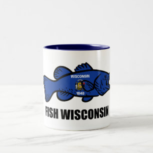 Caneca De Café Em Dois Tons Fish Wisconsin Flag