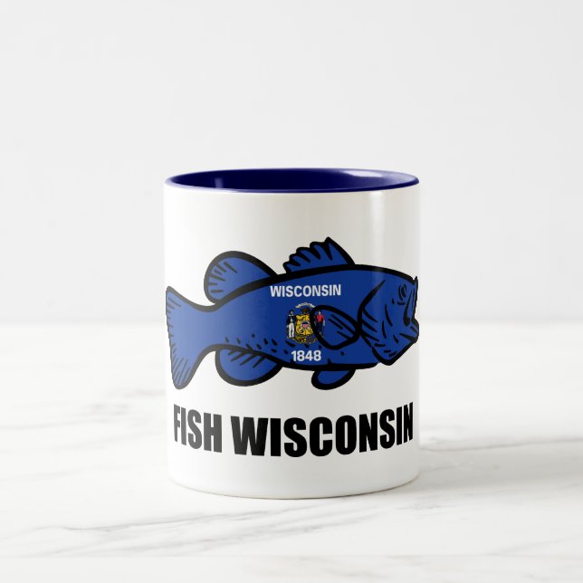 Caneca De Café Em Dois Tons Fish Wisconsin Flag (Centro)