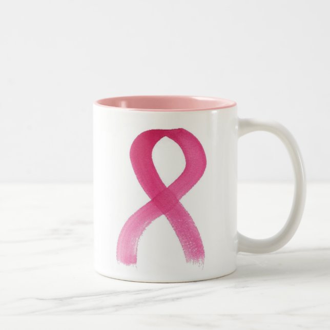 Caneca De Café Em Dois Tons Fita cor-de-rosa (Direita)