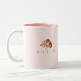 Caneca De Café Em Dois Tons Fita Rosa Coquette Personalizada