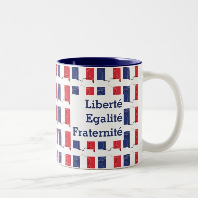 Caneca De Café Em Dois Tons FLAG Liberté Egalité Fraternité (Direita)