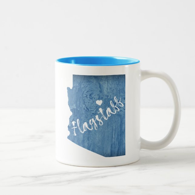 Caneca De Café Em Dois Tons Flagstaff Arizona Textura de Madeira (Direita)