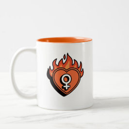 Caneca De Café Em Dois Tons Flaming Heart Feminist Symbol Two-Tone Coffee Mug