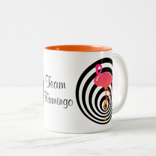 Caneca De Café Em Dois Tons Flamingo bonito nos círculos
