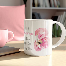Caneca De Café Em Dois Tons Flamingo, Cor de Água Rosa Moderna, Com Citação