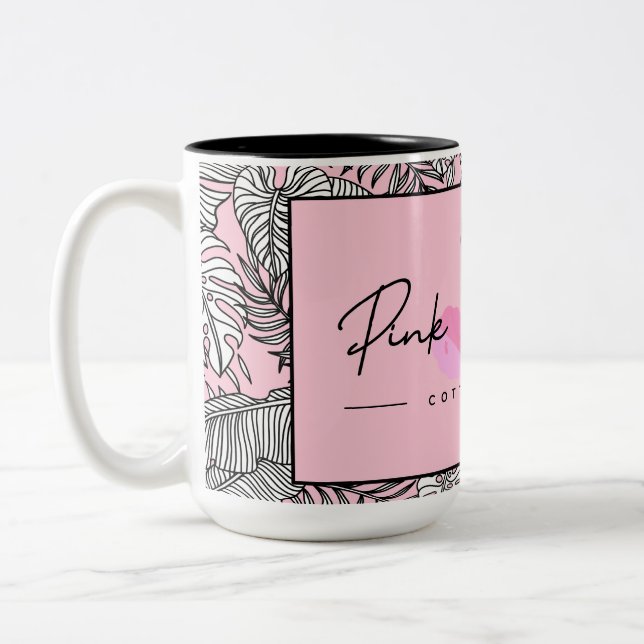 Caneca De Café Em Dois Tons Flamingo Fan Mug de 15 oz (Esquerda)