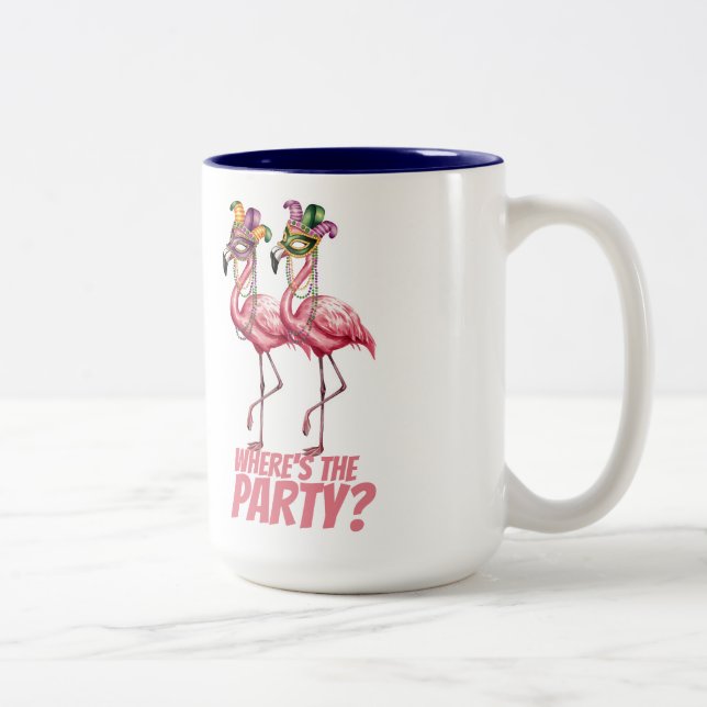 Caneca De Café Em Dois Tons Flamingo Mardi Gras do Partido Goers (Direita)
