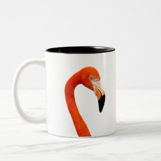 Caneca De Café Em Dois Tons Flamingo Rosa e Monograma (Esquerda)