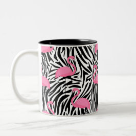 Caneca De Café Em Dois Tons Flamingo Zebra Impressão Verão