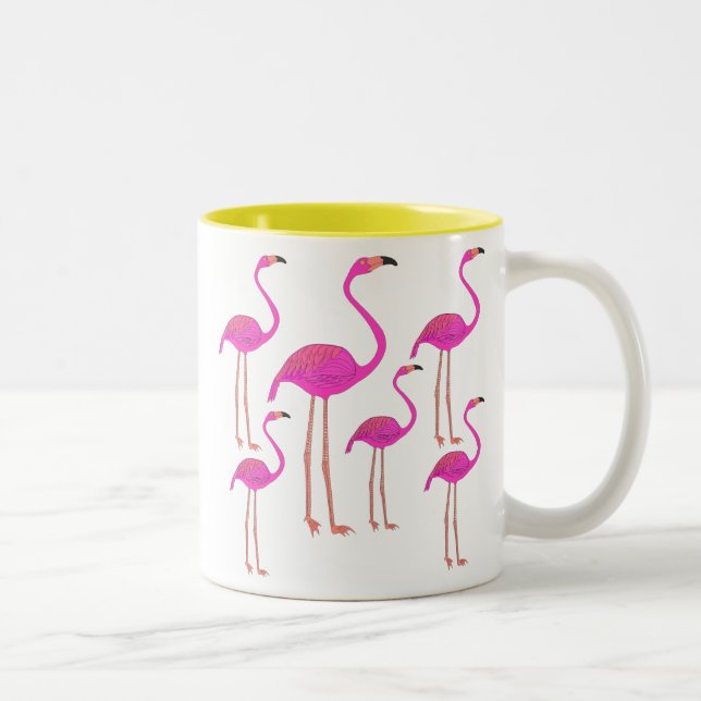 Caneca De Café Em Dois Tons Flamingos (Direita)