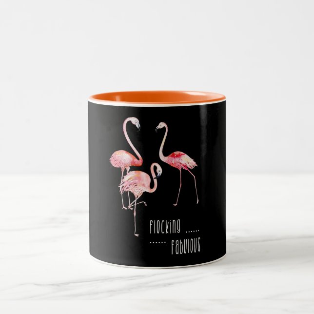 Caneca De Café Em Dois Tons Flamingos que reunem o presente engraçado fabuloso (Centro)