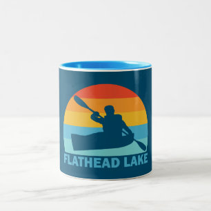 Caneca De Café Em Dois Tons Flathead Lake Montana Kayak