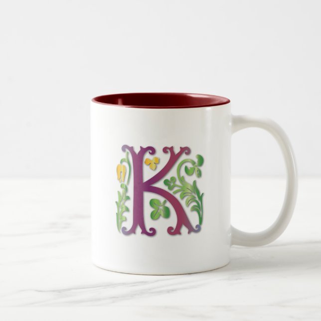 Caneca De Café Em Dois Tons Fleur-de-lis K Monograma (Direita)