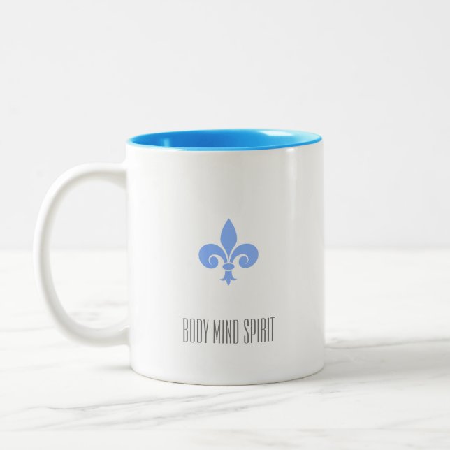 Caneca De Café Em Dois Tons Fleur de Lis Monogramada (Esquerda)