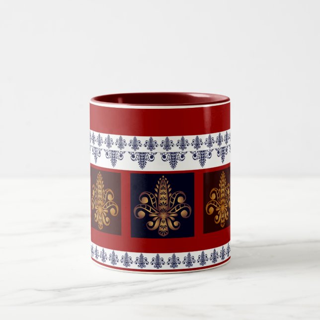 Caneca De Café Em Dois Tons Fleur de Lis n.o 7 (Centro)