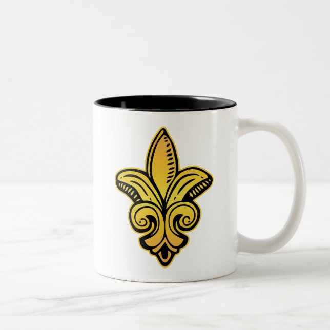 Caneca De Café Em Dois Tons Fleur medieval - ouro (Direita)