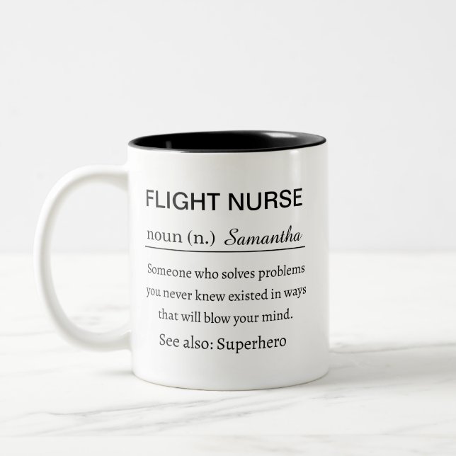 Caneca De Café Em Dois Tons Flight Nurse Personalized  (Esquerda)