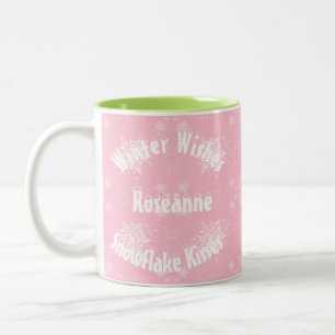 Caneca De Café Em Dois Tons Floco de neve branco na Rosa poeira