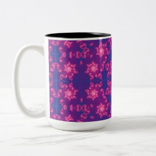 Caneca De Café Em Dois Tons Floco de neve de gradiente caleidoscópio cor-de-r