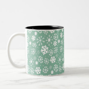 Caneca De Café Em Dois Tons Floco de Neve Desenhado à Mão Tempestade de Neve C