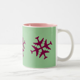 Caneca De Café Em Dois Tons Floco de neve do avião do arando