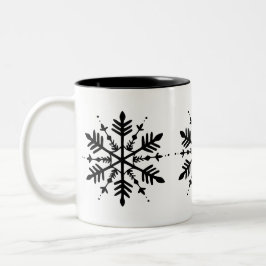 Caneca De Café Em Dois Tons Floco de Neve Minimalista Preto e Branco