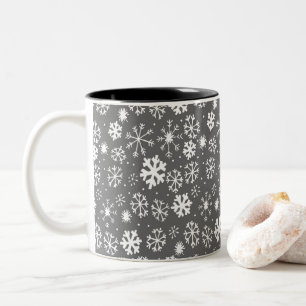 Caneca De Café Em Dois Tons Floco de Neve Nevasca Com Fundo Cinza Prata