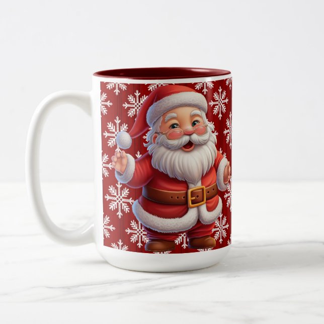 Caneca De Café Em Dois Tons Flocos de Neve de Papai Noel  (Esquerda)