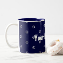 Caneca De Café Em Dois Tons Flocos de neve e seu nome aqui
