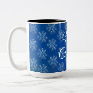 Caneca De Café Em Dois Tons Flocos de Neve Geométricos