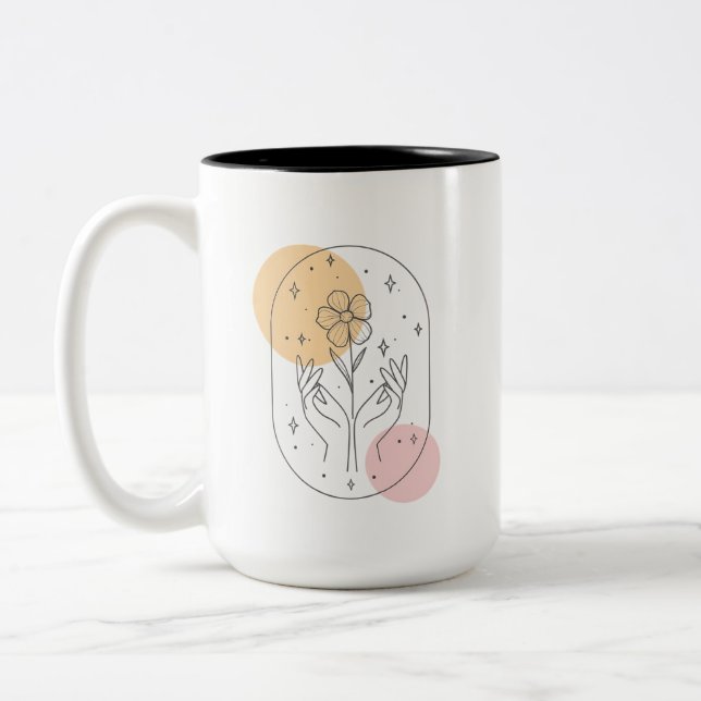 Caneca De Café Em Dois Tons Flor (Esquerda)