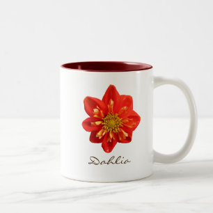 Caneca De Café Em Dois Tons Flor alaranjada da dália do jardim botânico