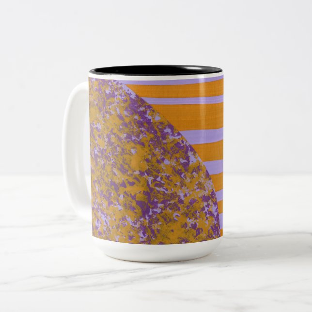 Caneca De Café Em Dois Tons Flor Amarela Roxa (Frente Esquerda)