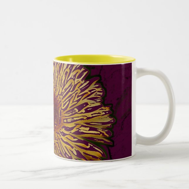 Caneca De Café Em Dois Tons Flor amarelo alaranjado (Direita)