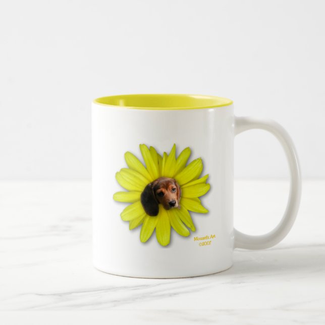 Caneca De Café Em Dois Tons Flor Amarelo-Borrão (Direita)