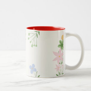 Caneca De Café Em Dois Tons Flor bonito Pastel