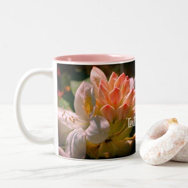 Caneca De Café Em Dois Tons Flor Branco Azalea Personalizado (Com Donut)
