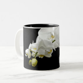 Caneca De Café Em Dois Tons Flor branco de orquídea