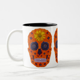 Caneca De Café Em Dois Tons Flor - Caveira 1