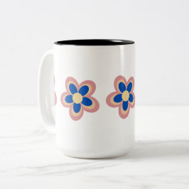 Caneca De Café Em Dois Tons Flor Colorida