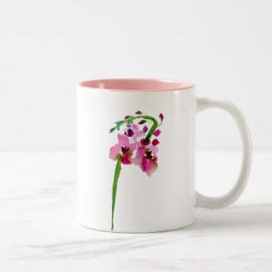 Caneca De Café Em Dois Tons Flor cor-de-rosa-d'água verbócum escamoso