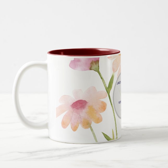Caneca De Café Em Dois Tons flor de aquarela editável (Esquerda)