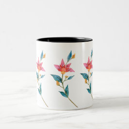 Caneca De Café Em Dois Tons Flor de aquarela rosa