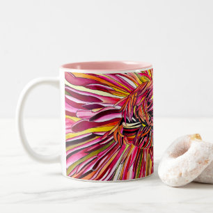 Caneca De Café Em Dois Tons Flor de aquarelas de crisântemos