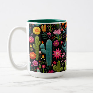 Caneca De Café Em Dois Tons Flor de Cacto