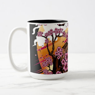Caneca De Café Em Dois Tons Flor de Cereja Selvagem